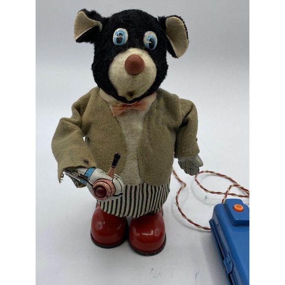 Remote Control Smoking Papa Bear 1950s Marusan Toy Japan Box Battery Operated - Picture 2 of 12